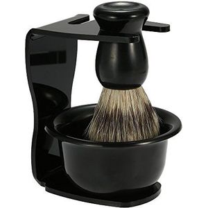 JZ K 3-in-1 scheerkwastenset, scheerframe basis + scheerzeepkom + scheerkwast scheerkwast scheerreinigingsgereedschap voor mannen verzorgingsset