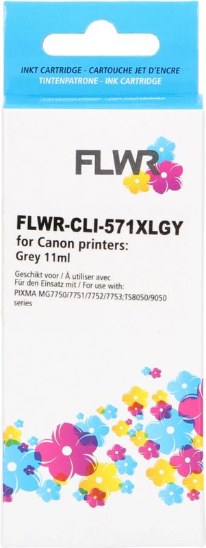 FLWR - Canon CLI-571XL - Inktcartridge - Grijs - Huismerk - XL uitvoering