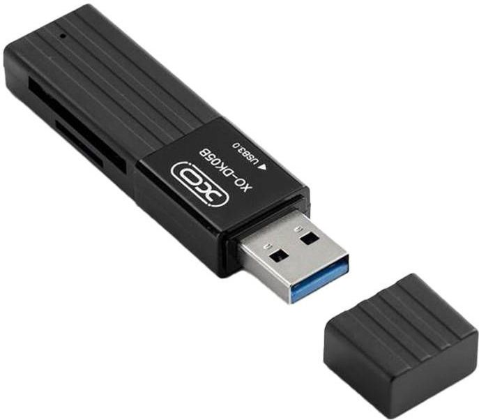 xO kaartlezer 2 in 1 DK05B USB 3.0 zwart (USB 3.0), Geheugenkaartlezer, Zwart