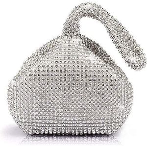 J&G Driehoekige strasssteentjes dames onderarmtas avondhandtas party tas bruiloft handtas, zilver, Medium