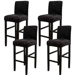 Barkruk stoelhoes, fluwelen tegenkrukhoezen elastische stretch verwijderbare wasbare hoge kruk stoelhoes voor korte draaibare eetkamerstoel rugstoel barkruk stoel stoel (zwart, 4)