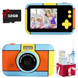 Digitale kindercamera, 24 MP 2,4 inch lcd-selfie, kindercamera, fototoestel voor kinderen, jongens, meisjes, digitale camera 1080p HD videocamera, digitale kindercamera