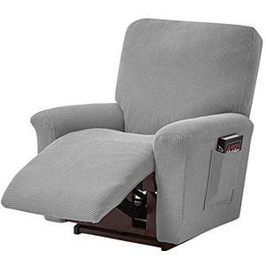 Recliner bankovertrek, stretch ruststoelovertrek, spandex jacquard 4-delige relaxstoelovertrek, stretchhoes voor ligstoel, relaxstoel, massagestoel (lichtgrijs)