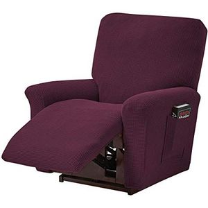 ele ELEOPTION Set van 4 rekbare zetelhoezen, voor kantelbare stoel, ontspanning en massage, elastaan, jacquard-stippen, bordeauxrood
