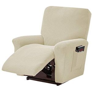 ele ELEOPTION Recliner bankovertrek, stretch ruststoelovertrek, spandex jacquard 4-delige relaxstoelhoes, stretchhoes voor ligstoel, relaxstoel, massagestoel (beige)