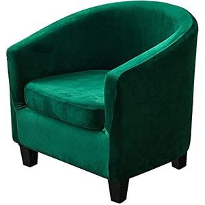Mingfuxin 2 stuks kuipstoelhoezen, opgewaardeerd 2-in-1 ontwerp stretch fluwelen fauteuil sofa slipcover met kussensloop, antislip club emmer stoelen sofa bankhoezen (opgewaardeerd - donkergroen,