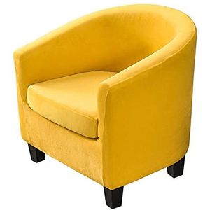 Mingfuxin 2 stuks kuipstoelhoezen, opgewaardeerd 2-in-1 ontwerp stretch fluwelen fauteuil sofa slipcover met kussensloop, antislip club emmer stoelen bank hoezen slipcovers (opgewaardeerd geel,