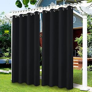 Waterdichte outdoorgordijnen, verduisteringsgordijn, warmte-isolerend voor pergola, schuur voor buiten, paviljoen, veranda, terras, paviljoen, 1 gordijn (zwart, 132 x 238 cm)