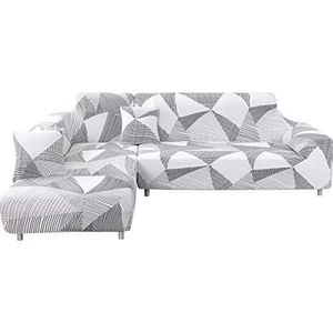 ELEOPTION Sofa overtrek elastische stretch sofa overtrek 2-delige set 3-zits voor L-vorm sofa incl. 2 kussensloop