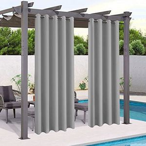 Mingfuxin Verduisteringsgordijnen, waterdicht, winddicht, warmte-isolerend, ogen voor veranda, hutten, pergola (132,1 x 238,8 cm, 4 panelen, lichtgrijs)