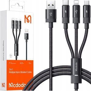 Mcdodo® 3in1 USB - Kabel - Voor iPhone - Usb c Micro USB - 1 meter