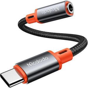 Mcdodo® Adapter Jack 3.5mm naar USB-C - Kabel - AUX - met DAC - 0.1m