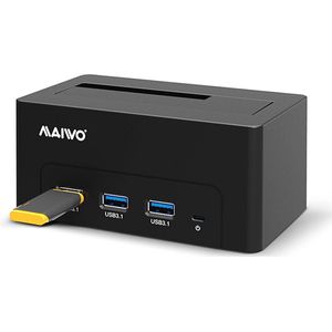 Maiwo K308H Dockingstation voor 2,5"" of 3,5"" SATA HDD/SSD - USB 3.1 GEN1 - 14TB - 5Gbps - 3xUSB3.1 - Zwart
