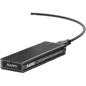 Maiwo K1687P2 Externe USB-C behuizing voor M.2 SATA & NVMe - SSD naar USB3.1 GEN2 - M-Key & B-Key ondersteuning - 6 Gbps SATAIII - 10 Gbps - Zwart