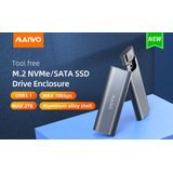 Maiwo K1689 M.2 SSD Behuizing - USB-C 3.2 Gen2 - 10Gbps - Grijs