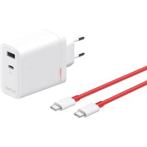 Originele OnePlus SuperVOOC GaN Oplader 120W  USB-C Kabel 1M Wit/Rood