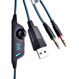 KOTION elke G2000 overmatige oor spel Gaming hoofdtelefoon hoofdtelefoon Koptelefoon hoofdband met Mic Stereo Bass LED licht voor PC Gamer  Kabel Lengte: ongeveer 2.2 m (blauw + zwart)
