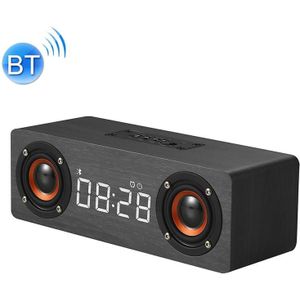 M5C Subwoofer Houten Klok Bluetooth 4.2 luidspreker  ondersteuning TF-kaart & 3 5mm AUX & FM Radio(grijze houtnerf)
