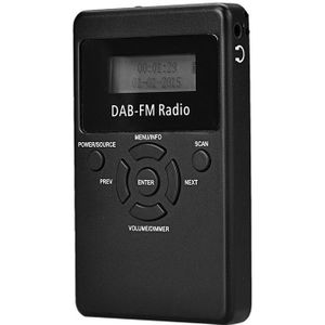 HRD-101 Portable Mini Digital DAB+FM Radio met Lanyard & Headset(Zwart)