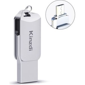 Kinzdi 64GB USB 2.0 Android-telefoon en computer Roterende metalen U-schijf voor tweerlei gebruik V8