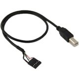 5 Pin Moederbord vrouwtje aansluiting naar USB 2.0 B mannetje Adapter kabel  Lengte: 50cm