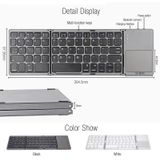 B033 Oplaadbare 3-vouwen 64 sleutels bluetooth draadloos toetsenbord met Touchpad (zwart)
