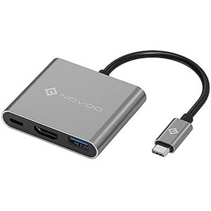 NOVOO USB C HDMI Hub, 3 in 1 USB C naar USB 3.0 Adapter, 4K HDMI, Type-C PD oplaadpoort, Aluminium USB C Dock Compatibel met Macbook Pro Macbook Air ChromeBook Pixel en Type-C Tablet PC