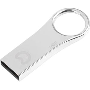 eekoo 16GB USB 2 0 waterdichte Schokbestendige metalen ring vorm U schijf flash geheugenkaart (zilver)