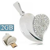 Zilveren hart gevormde Diamond Jewelry USB schicht schijf  speciaal voor Valentijnsdag geschenken (2GB)