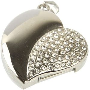 Zilveren hart gevormde Diamond Jewelry USB schicht schijf  speciaal voor Valentijnsdag geschenken (2GB)