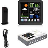 TS-3310 Wireless Weather Clock Multifunctionele kleurenscherm klok Creatieve Home Touch Screen Thermometer Zwart