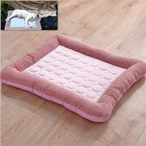 Zomer ijs Silk nest pads kleine en middelgrote multifunctionele Cool huisdier nest hond kat pad  grootte: L (roze)