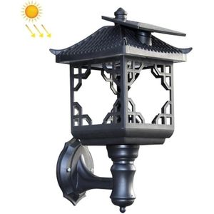 8 LED Solar Outdoor House Uiterlijk Gazon Tuin Decoratie Licht (zwarte wandlamp)