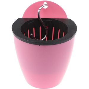 Zelfbesproeiende plantenplanten Lazy Flower Pots Muur-opknoping Ronde Hars Plastic Bloempotten  Grootte: 18x12.5x16cm (Roze)