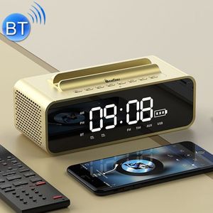 Oneder V06 Smart Sound Box draadloze Bluetooth Speaker  LED scherm alarm klok  ondersteuning Hands-Free & FM & TF Card & AUX & USB-drive (goud)