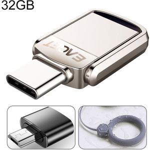 EAGET 32G USB 3.1 + USB-C Interface Metal Twister Flash U Disk  met Micro USB Adapter & Lanyard