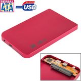 Externe USB 2.0 behuizing voor 2.5 inch SATA HDD harde schijf  Afmetingen: 126 x 75 x 13 mm (rood)