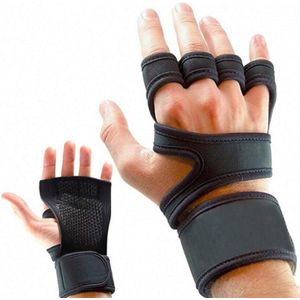 Half-Finger sporthandschoenen Non-Slip Siliconen Fitness Equipment Handschoenen Sport Compressie polsbandjes  Specificatie: L (Zwart)