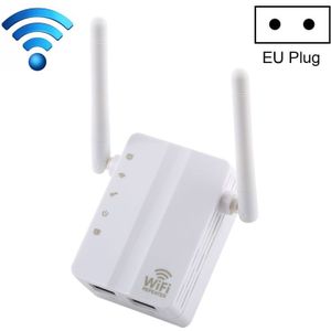 300Mbps Wireless-N Range Extender WiFi repeater signaal booster netwerk router met 2 externe antenne  EU stekker (wit)