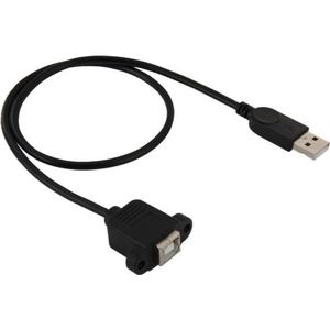 USB 2.0 mannetje naar USB 2.0 Type B vrouwtje Printer / Scanner Adapter kabel voor HP  Dell  Epson  Lengte: 50cm (zwart)