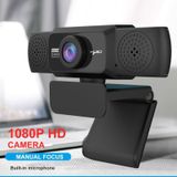 HXSJ S5 1080P Instelbare HD Auto Focus Video Webcam PC Camera met microfoon (zwart)