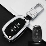 Auto Lichtgevende All-inclusive Zink Alloy Key Beschermhoes Sleutel Shell voor Hyundai D Style Vouwen 3-knop (Zilver)