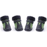 4 STUKS/Set Huisdier HerfstWinter Verdikking Katoenen Schoenen Hond Warme En Antislip Schoenen  Maat: Nr. 1(Groen)