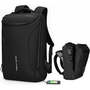 Mode heren rugzak multifunctionele waterdichte laptoptas reistas met USB-oplaadpoort (opgewaardeerd zwart)