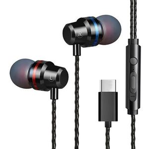 T1 USB-C/type-C interface in ear Wired Stereo oortelefoon met Mic (zwart)