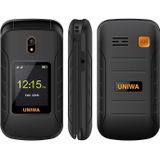 Uniwa v909t flip phone  2 8 inch + 1.77 inch  Unisoc Tiger T107  Ondersteuning Bluetooth  FM  Netwerk: 4G  Dual SIM  SOS  met laaddokbasis