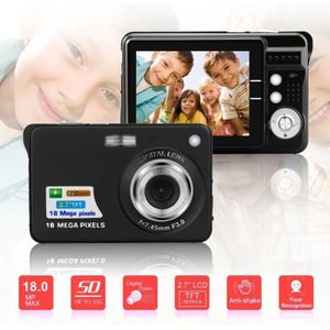 2 7 inch 18 megapixel 8X zoom HD digitale camera kaart-type automatische camera voor kinderen  met SD-kaartsleuf (zwart)