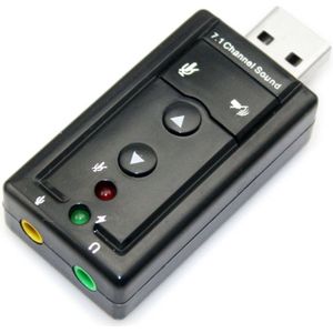 Let op type!! Externe USB 2.0 7.1 kanaals 3D Virtuele Audio geluidskaart Adapter(zwart)