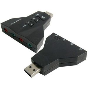 2.1 kanaals USB Externe Sound Adapter (Dubbele USB microfoon  Dubbele USB Headset)(zwart)