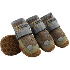 4 stks / set HCPET Hondenschoenen Ademend Net Hondenschoenen  Grootte: No.8 7.5cm (natuurlijk geel)